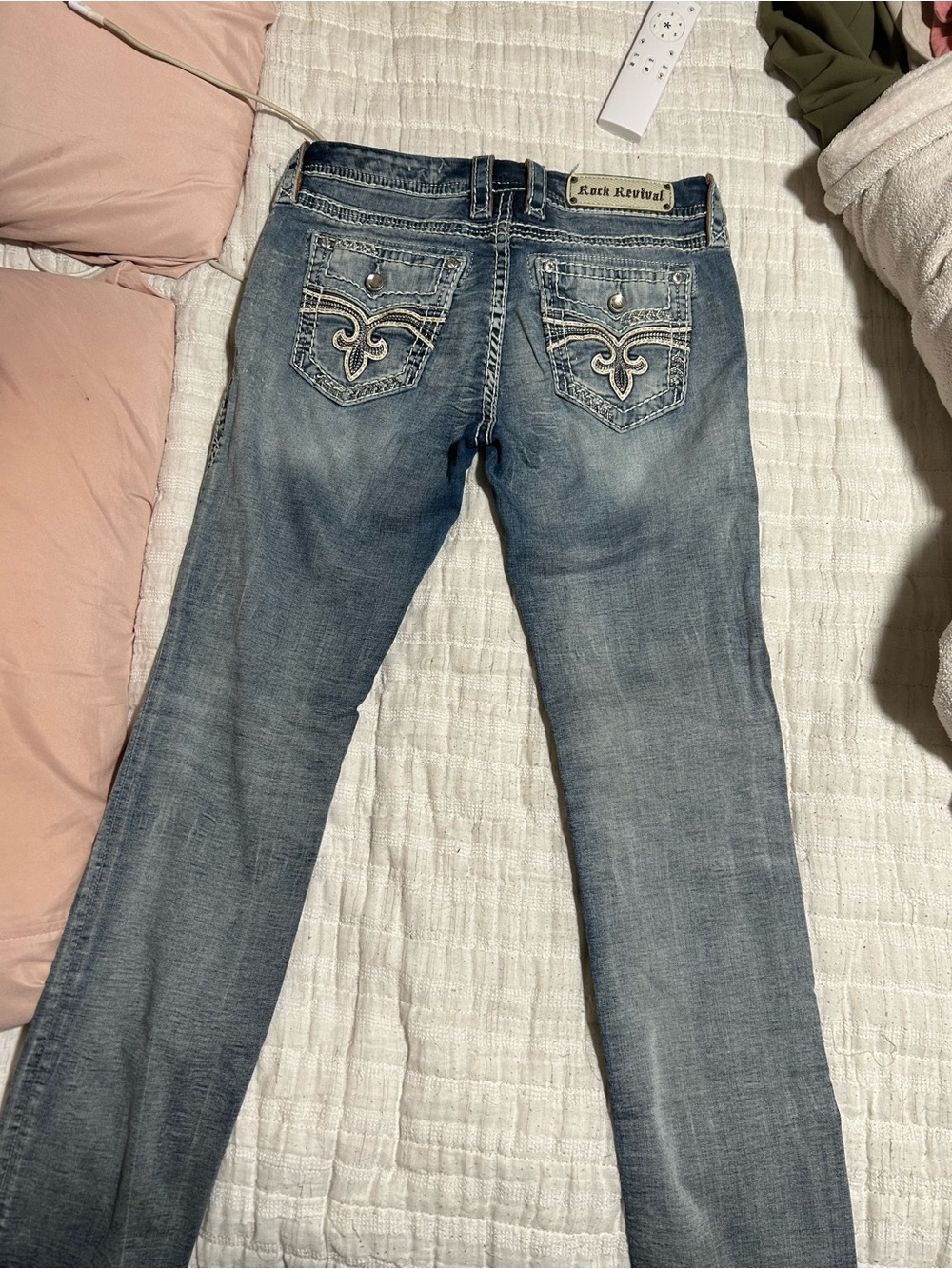 Rock Revival Women's Light Wash Boot Cut Jeans with Embroidered Back Pockets